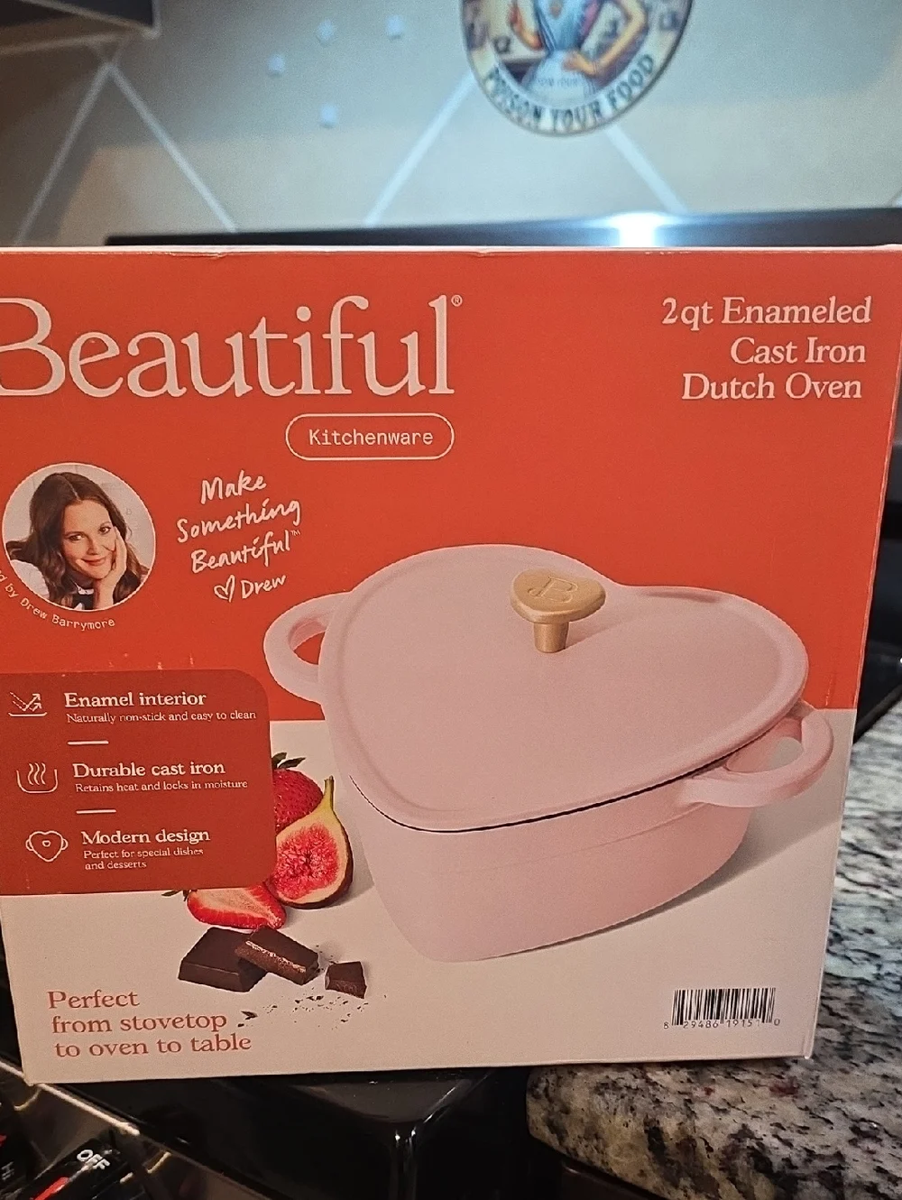 Beautiful 2QT Cast Iron Heart Dutch Oven- Pink